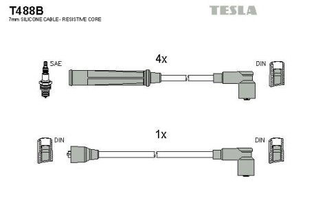 Провода высоковольтные, комплект TESLA T488B