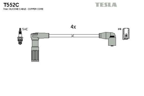 Провода высоковольтные, комплект TESLA T552C