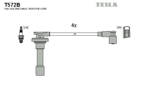 Провода высоковольтные, комплект TESLA T572B