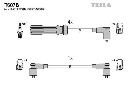 Провода высоковольтные, комплект TESLA T607B