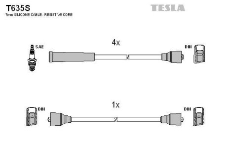 Провід свічковий 412/ 2140 (силікон)) TESLA T635S