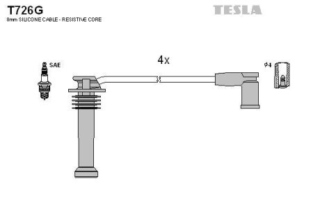 Комплект кабелей зажигания TESLA T726G