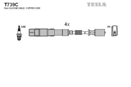 Провід високовольтні, комплект Mercedes-benz A-class (w169) 1.5 (04-12) BLATNA TESLA T739C