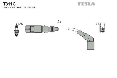 Провода высоковольтные, комплект TESLA T811C