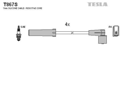 Провід свічковий 21214 1.7 (силікон)) TESLA T867S