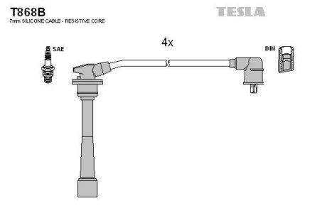 Комплект кабелів запалювання TESLA T868B