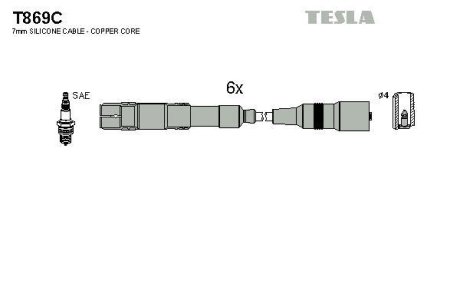 Провода высоковольтные, комплект TESLA T869C