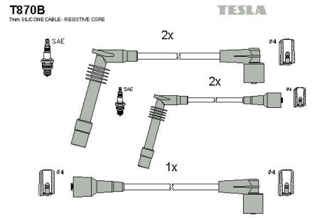 Провід високовольтні, комплект Opel Vectra b 1.6 (95-03),Opel Vectra b 1.6 (95-02) BLATNA TESLA T870B