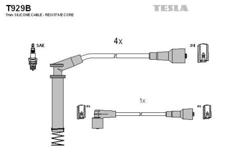 Провід високовольтні, комплект Opel Vectra B (96-03) BLATNA TESLA T929B