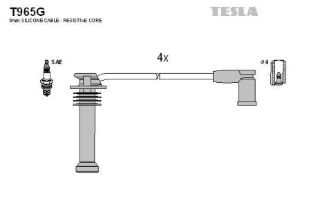 Провода высоковольтные, комплект Ford Fiesta v 2.0 (05-08),Ford Mondeo iii 1.8 (00-07) BLATNA TESLA T965G