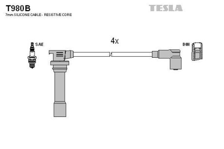 Провід високовольтні, комплект Mazda 323S (94-02) BLATNA TESLA T980B