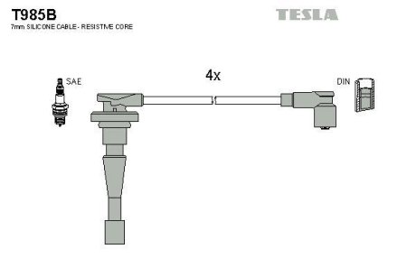 Комплект кабелів запалювання TESLA T985B