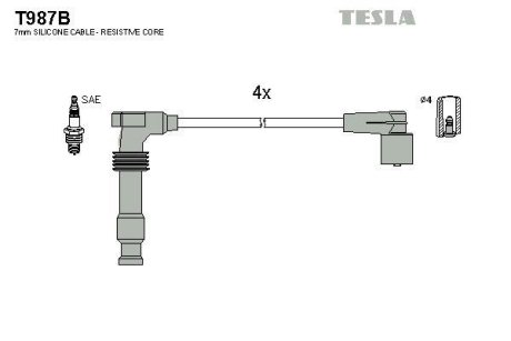 Провода высоковольтные, комплект TESLA T987B