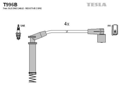 Провода высоковольтные, комплект TESLA T996B