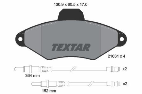 Комплект гальмівних колодок TEXTAR 2163102