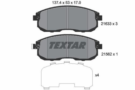 Комплект гальмівних колодок TEXTAR 2163301