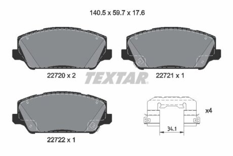 Комплект гальмівних колодок TEXTAR 2272001