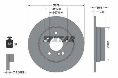 Диск гальмівний MERCEDES C(W203)/E(W210) "R D=278mm "85-11 TEXTAR 92032703