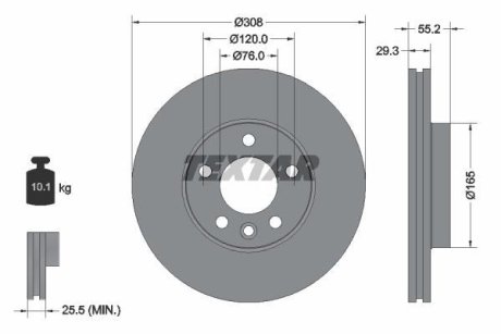 Диск тормозной VW - замена на T92279505 TEXTAR 92121205