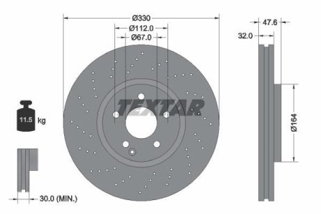 Диск тормозной MERCEDES E(W211)/S(W220) "F D=330mm "02-09 - замена на T92124105 TEXTAR 92124100