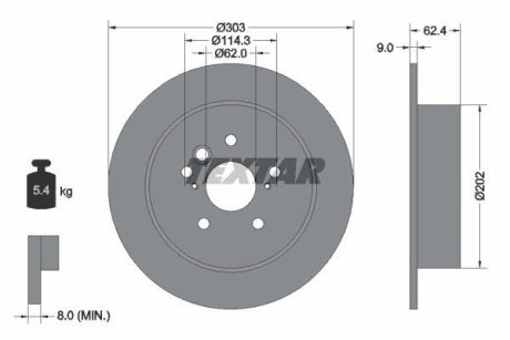 Диск тормозной TOYOTA Rav4 "R D=303mm "00>> TEXTAR 92144103