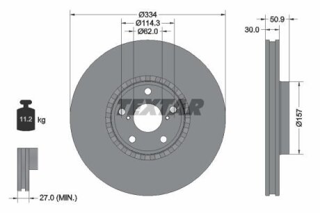 Диск гальмівний передн Лів (без маточини) LEXUS GS, IS II, IS III, RC 2.0-4.6 04.05- TEXTAR 92147800 (фото 1)