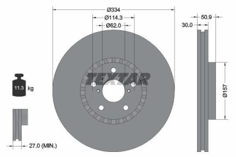 Диск гальмівний передн Прав (без маточини) LEXUS GS, IS II, IS III, RC 2.0-4.6 04.05- TEXTAR 92147900 (фото 1)