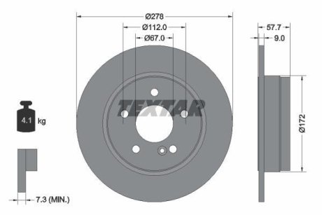 Диск гальмівний MERCEDES C(W204,S204) "R D=278mm "07>> TEXTAR 92163103