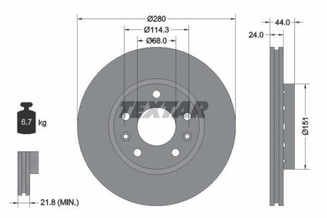 Диск гальмівний передн Лів/Прав DACIA DUSTER, DUSTER/SUV RENAULT ARKANA I, CAPTUR II, DUSTER, FLUENCE, GRAND SCENIC III, KANGOO III, KANGOO III/MINIVAN, KAPTUR, LAGUNA 1.0-Electric 10.07- TEXTAR 92195503 (фото 1)