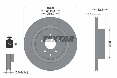 Диск тормозной INFINITI EX/G "R D=330mm "07>> TEXTAR 92319703