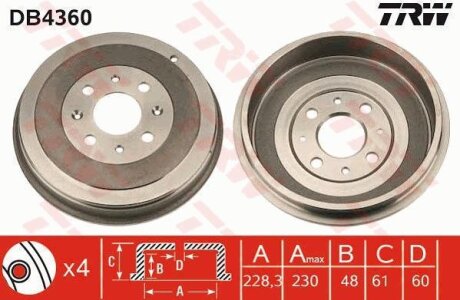 Гальмівний барабан TRW DB4360