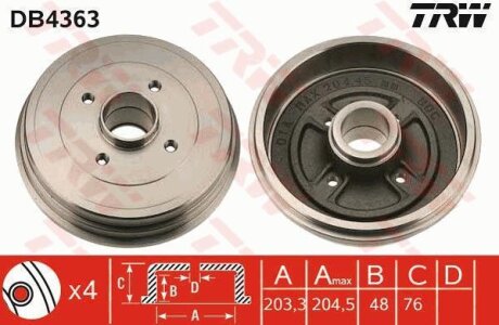 Гальмівний барабан TRW DB4363