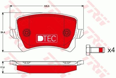 Комплект гальмівних колодок TRW GDB1763DTE