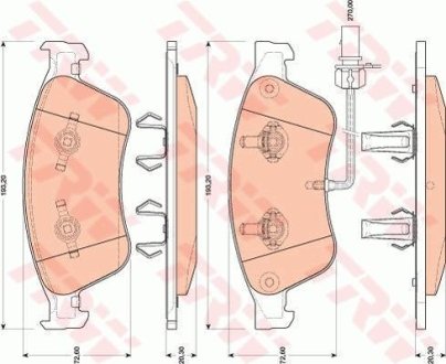 A_ГАЛЬМІВНІ КОЛОДКИ ДИСКОВІ AUDI A8 "F "03-"10 TRW GDB1811