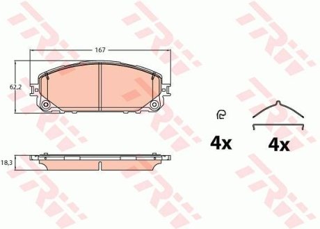 Тормозные колодки дисковые JEEP Cherokee "F "13>> TRW GDB2142