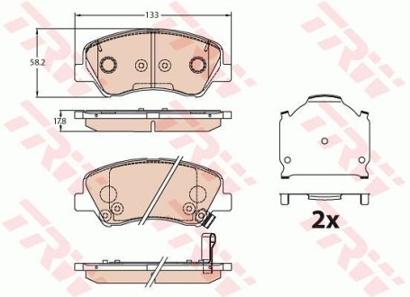 Тормозные колодки дисковые HYUINDAI/KIA Accent/Rio "F \'\'18>> TRW GDB3630