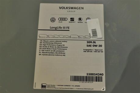 Масло моторное LongLife III SAE 0W-30 (209 Liter) VAG GS55545M9