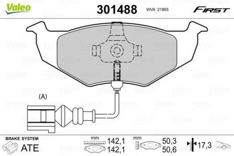 Тормозные колодки дисковые VAG Arosa/Fabia/Fox/Polo "1,0-1,9 "F "94>> Valeo 301488