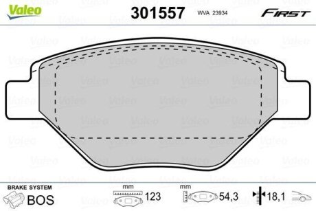 Гальмівні колодки дискові RENAULT Megane "1,4 "F "02>> Valeo 301557