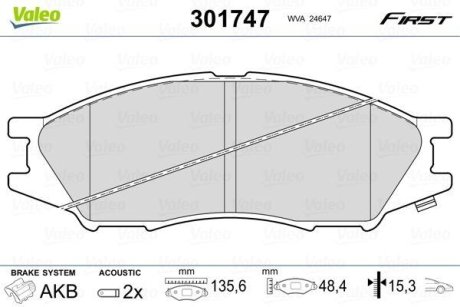 Тормозные колодки дисковые NISSAN AlmeraClassic(B10) "1,6 "F "06>> Valeo 301747