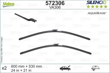 Щетки стеклоочистителя SILENCIO WIPER AQUA 530+600 с обогревом MERCEDES E купе C238 \'\'17>> Valeo 572306