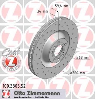 Диск тормозной ZIMMERMANN 100.3305.52