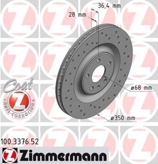 Диск тормозной ZIMMERMANN 100.3376.52