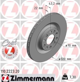 Диск тормозной ZIMMERMANN 110.2223.20