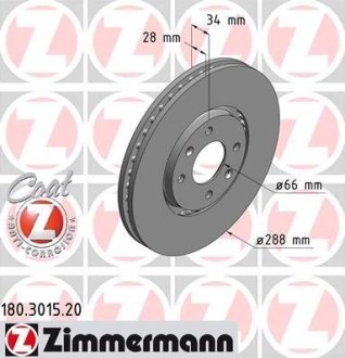 Диск тормозной ZIMMERMANN 180.3015.20