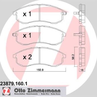 Колодки гальмівні дискові, к-кт ZIMMERMANN 238791601 (фото 1)