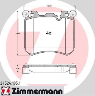 Колодки тормозные дисковые ZIMMERMANN 24524.195.1