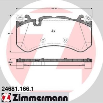 Колодки тормозные дисковые, к-кт ZIMMERMANN 246811661