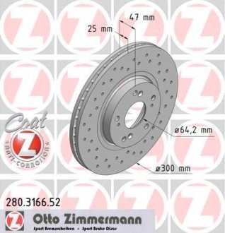 Диск тормозной ZIMMERMANN 280.3166.52