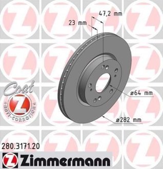 Диск гальмівний ZIMMERMANN 280.3171.20